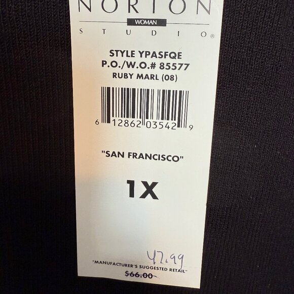 NWT Norten Womans Black& Ruby Red Cardigan Sweater Size 1X - Picture 3 of 4